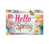 Cafemira Wooden Jigsaw Puzzle, Hello,Spring,Puzzles For Adults 1000 Pieces,Unique And Beautiful Design, Reative Play & Holiday Party Gifts Artwork Wall Home Decor,Every Piece Is Unique