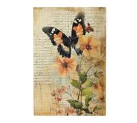 Cafemira Wooden jigsaw Puzzles for Adults 1000 Pieces,Butterflies and plants on vintage paper,Timeless Elegance,Relieve Stress and Enjoy the Fun of Solving Puzzles,Complete with family friends