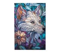 Cafemira Wooden Jigsaw Puzzles For Adults 1000 Pieces,Stained Glass Dog &Floral,Vibrant Colors,Relieve Stress And Enjoy The Fun Of Solving,Exercise Your Hands On Skills,Every Piece Is Unique