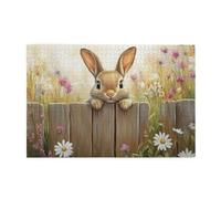 Cafemira Wooden jigsaw,Rabbits at the fence,1000 pcs puzzle for adults,Exercise Hands on Skills and Thinking,suitable for entertaining with family during holidays,Every Piece is Unique
