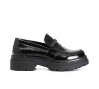 Cafenoir Ec9460 College Moccasin Shoes Fashion Leather Black Rhinestones