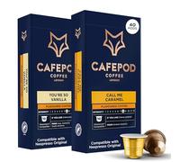CafePod Caramel & Vanilla Nespresso Compatible Coffee Pods 40 Capsules | Caramel and vanilla flavoured capsules, intensity 8: 20 Call Me Caramel plus 20 vanilla - Rainforest Alliance