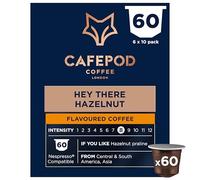 CafePod Flavoured Espresso Coffee Pods - Compatible with Nespresso Coffee Machine, Intensity 8, Delightfully Nutty, Smooth and Sweet - Rainforest Alliance Sourced - Hey There Hazelnut 60 Capsules