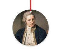 CafePress 1775 Captain James Cook Explorer 4" Round MDF Wood Ornament