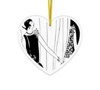 CafePress 1920S Vintage Flappers Black White Drawing Heart Ornament Acrylic Heart Shaped Ornament