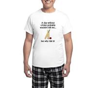 CafePress A Day without Cricket Pajamas Men's Novelty Pyjama Set, Comfortable PJ Sleepwear