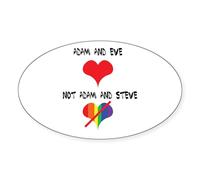 CafePress Adam And Eve Not Adam And Steve. Sticker Oval Bumper Sticker, Euro Oval Car Decal