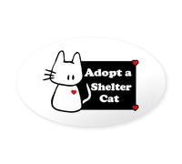 CafePress Adopt A Shelter Cat Oval Sticker Oval Bumper Sticker, Euro Oval Car Decal