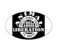 CafePress Animal Liberation Until Every Cage Is Em Sticker Oval Bumper Sticker, Euro Oval Car Decal