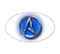 CafePress Atheist Logo (Blue) Oval Bumper Sticker, Euro Oval Car Decal