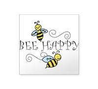 CafePress Bee Happy Square Sticker 3 X 3 Square Bumper Sticker Car Decal