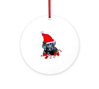 CafePress Black Labrador Retriever Christ,As 4" Round MDF Wood Ornament