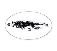 CafePress Border Collie Action Sticker Oval Bumper Sticker, Euro Oval Car Decal