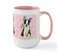 CafePress Boston Terrier Rose Large Mug 15 oz (444 ml) Ceramic Coffee Mug