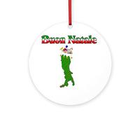 CafePress Buon Natale Italian Christmas Boot Ornament (Round 4" Round MDF Wood Ornament