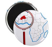 CafePress Burkina Faso Under The Magnifying Glass Magnets 2.25" Round Magnet, Refrigerator Magnet