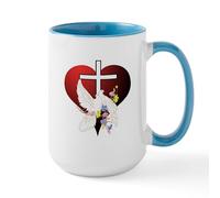 CafePress Christian Dove and Cross Large Mug 15 oz (444 ml) Ceramic Coffee Mug