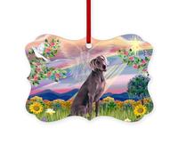 CafePress Cloud Angel &Amp; Weimaraner Scroll Ornament 4" x 2.75"