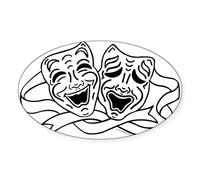 CafePress Comedy Tragedy Drama Masks Black On White Sticke Oval Bumper Sticker, Euro Oval Car Decal