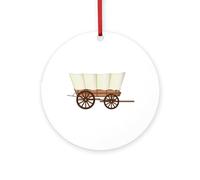 CafePress Covered Wagon Wheel 4" Round MDF Wood Ornament