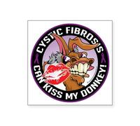 CafePress Cystic Fibrosis Kiss My Ass Square Sticker 3 X 3 Square Bumper Sticker Car Decal