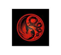 CafePress Dragon Phoenix Yin Yang Red And Black Sticker Square Bumper Sticker Car Decal