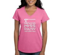 CafePress Driving Miss Daisy T Shirt Womens Cotton V-Neck T-Shirt Azalea