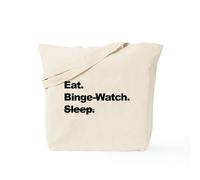 CafePress Eat Binge Watch Sleep Tote Bag Natural Canvas Tote Bag, Reusable Shopping Bag