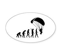 CafePress Evolution Skydiving Oval Bumper Sticker, Euro Oval Car Decal