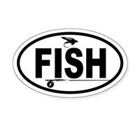 CafePress Fishing Fly And Rod Oval Sticker Oval Bumper Sticker, Euro Oval Car Decal