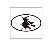 CafePress Flying Witch On A Broom Euro Oval Sticker Square Bumper Sticker Car Decal