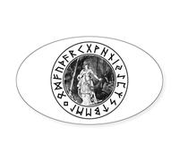 CafePress Freya Rune Shield Oval Bumper Sticker, Euro Oval Car Decal