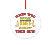 CafePress Funny Knee Surgery 4" Round MDF Wood Ornament