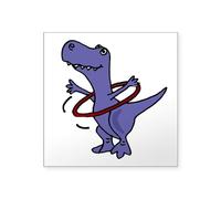CafePress Funny T Rex Dinosaur Playing Hula Hoop Sticker Square Bumper Sticker Car Decal