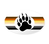 CafePress Gay Bear Pride Stripes Bear Paw Sticker Oval Bumper Sticker, Euro Oval Car Decal