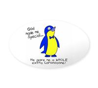 CafePress God Made Me Special 1 (Down Syndrome) Sticker (Ova Oval Bumper Sticker, Euro Oval Car Decal