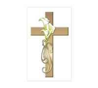 CafePress Gold Cross W/Lilly Flower's Rectangle Sticker Rectangle Bumper Sticker Car Decal
