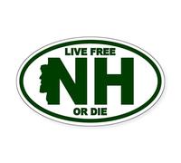 CafePress Green New Hampshire Live Free Or Die Sticker (Oval Oval Bumper Sticker, Euro Oval Car Decal