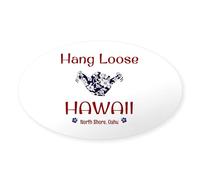 CafePress Hang Loose Hawaii Oval Bumper Sticker, Euro Oval Car Decal