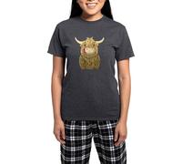 CafePress Happy Highland Cow Pajamas Women's Novelty Deluxe Pyjama Set, Comfortable PJ Sleepwear