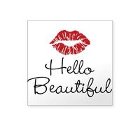CafePress Hello Beautiful Red Lips Sticker Square Bumper Sticker Car Decal