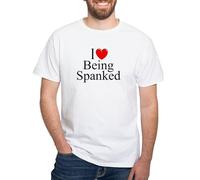 CafePress I Love (Heart) being Spanked White T Shirt Men's Traditional Fit White Casual Tshirt