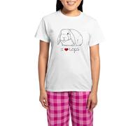 CafePress I Love Lop Rabbits 2 Pajamas Women's Novelty Cotton Pyjama Set, Comfortable PJ Sleepwear