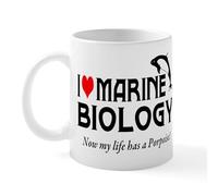 CafePress I Love Marine Biology Mug 11 oz (325 ml) Ceramic Coffee Mug