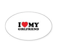 CafePress I Love My Girlfriend Oval Bumper Sticker, Euro Oval Car Decal