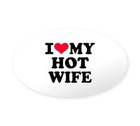 CafePress I Love My Hot Wife Oval Bumper Sticker, Euro Oval Car Decal