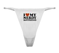 CafePress I Love My Nerdy Boyfriend Classic Thong Underwear, Womens Panties