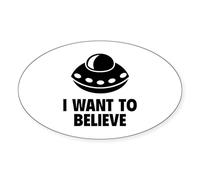 CafePress I Want To Believe Oval Bumper Sticker, Euro Oval Car Decal