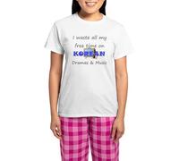 CafePress I Waste All My Time On Korean Women's Light Pajama Women's Novelty Cotton Pyjama Set, Comfortable PJ Sleepwear