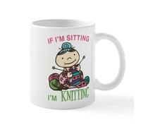 CafePress If I'm Sitting I'm Knitting Mug 11 oz (325 ml) Ceramic Coffee Mug